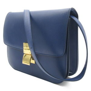 Celine Box Medium Leather Shoulder Bag Blue Classic